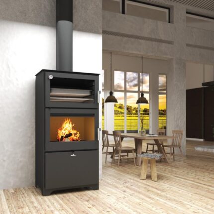 poele a bois avec four bronpi murano l 14 kw