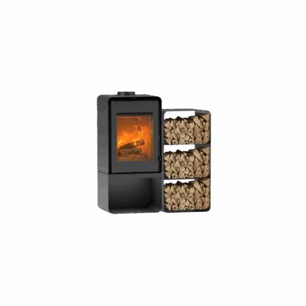 pack 1 poele a bois domino avec range buche 11414 (1)