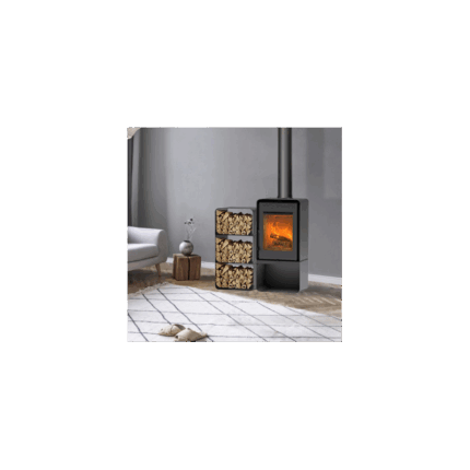 pack 1 poele a bois domino avec range buche 11414