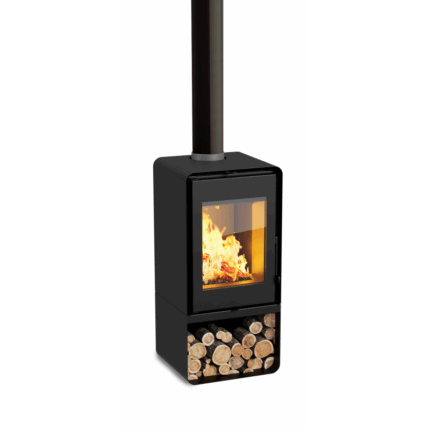 poele a bois domino avec range buche (1)